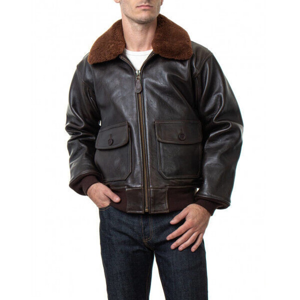 Schott Wings of Gold Brown Leather Bomber Naval Flight Aviation Jacket Men's L - Picture 9 of 16